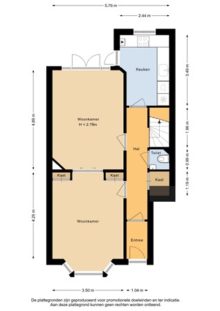 Floorplan - Azaleastraat 50A, 3051 TH Rotterdam